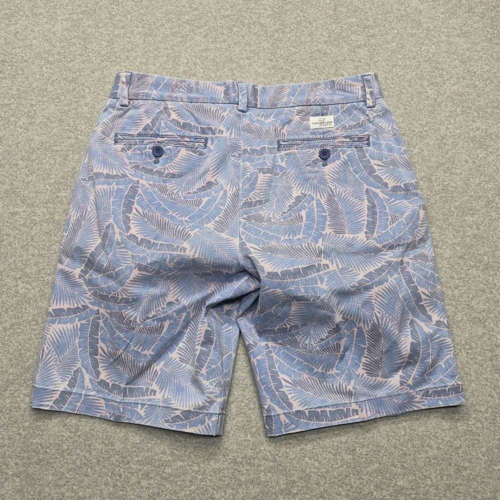 Vineyard Vines Breaker Shorts Mens 30 Pink Blue Palm Leaf Tropical Beach Preppy